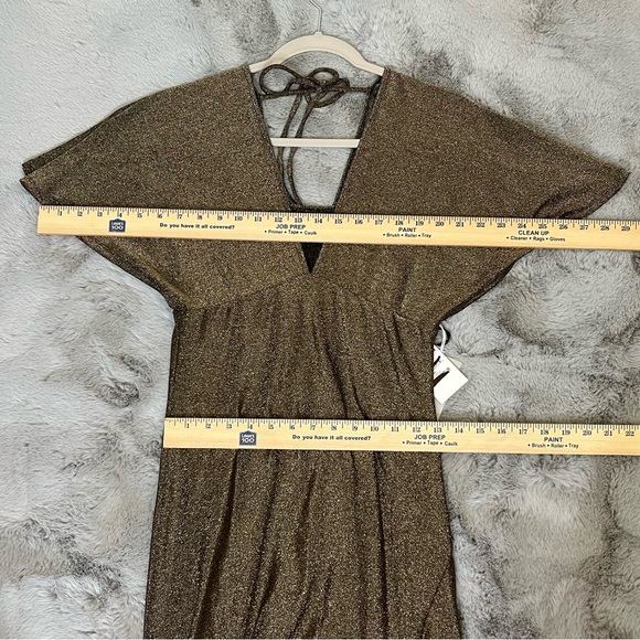 CHELSEA28 Metallic Midi Dress Black Gold Thanksgiving Christmas Holiday Party S - Picture 7 of 13